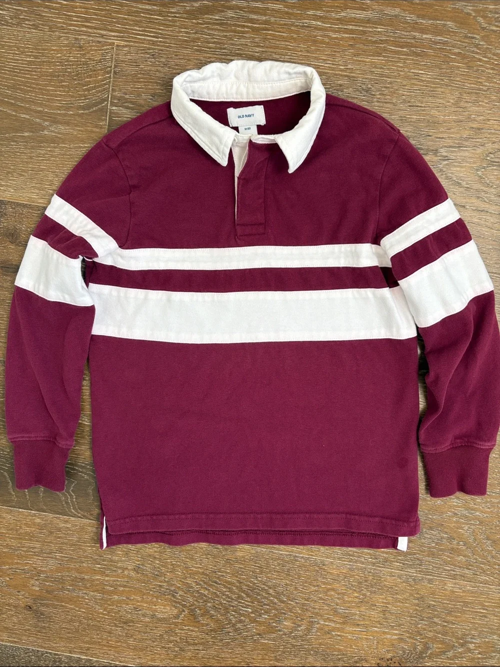 Old Navy Kids Color-Block Rugby Polo Shirt Wine Stain Maroon Size M (8)